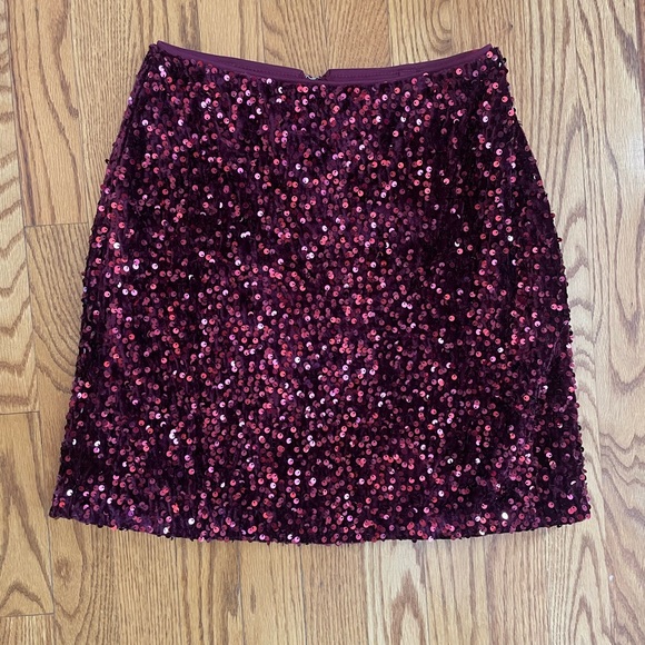Maroon Sequin Mini Skirt - Picture 1 of 4
